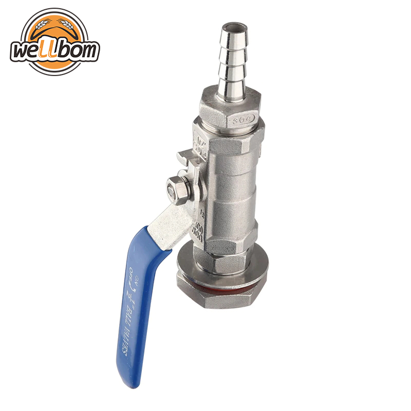 Stainless Steel Weldless Compact Ball Valve with 1/2'' Hose Barb Home brewing Beer Kettle Pot
